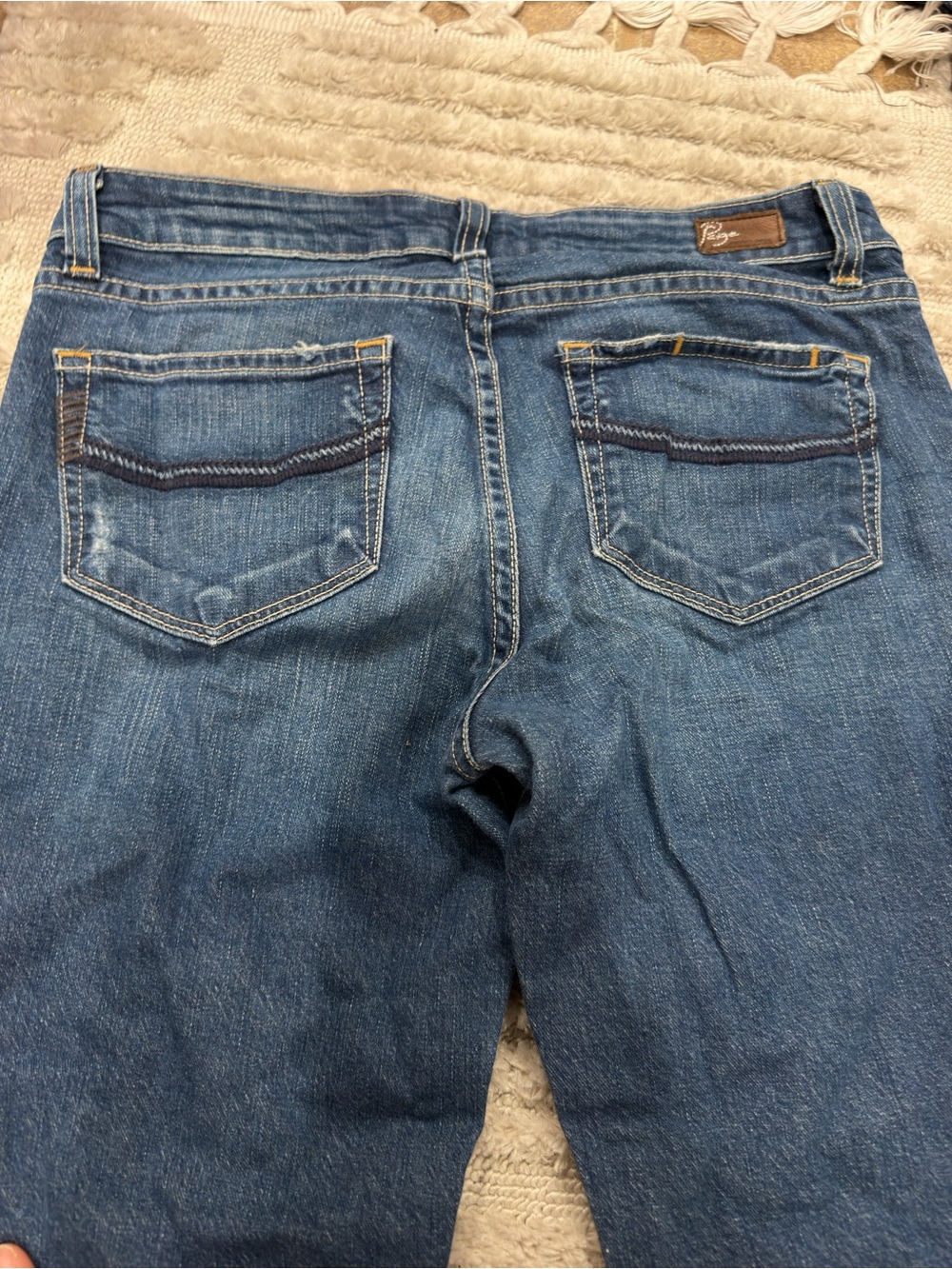 PAIGE Blue Flare Jeans in Washed Indigo - Picture 6 of 8